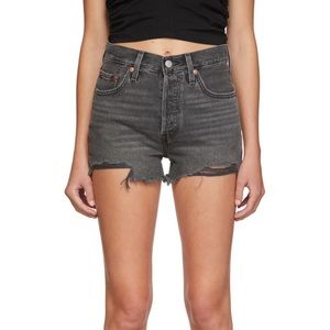 Levi’s Grey Distressed 501 Original Shorts